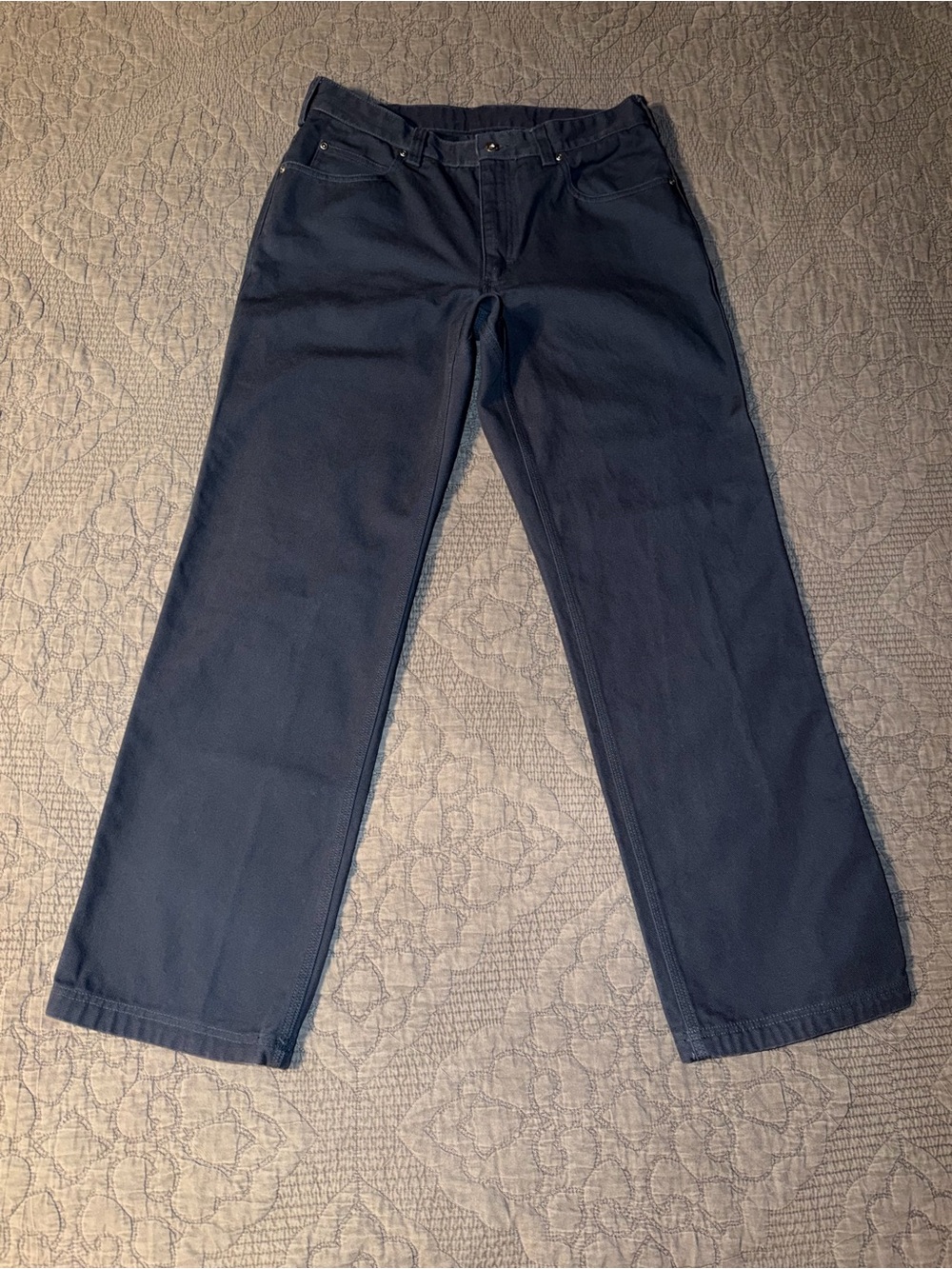 Duluth Trading Co Fire Hose Work Pants Mens 36x32 Navy Blue Good Canvas Utility